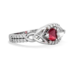 Lab Ruby Sparkling Celtic Knot 14K White Gold ring R2645