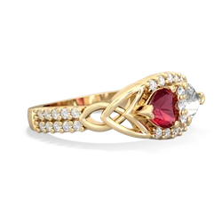 Lab Ruby Sparkling Celtic Knot 14K Yellow Gold ring R2645