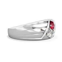 Lab Ruby Men's Streamline 14K White Gold ring R0460