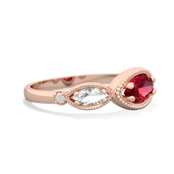 Lab Ruby Milgrain Marquise 14K Rose Gold ring R5700