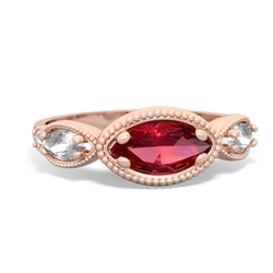 Lab Ruby Milgrain Marquise 14K Rose Gold ring R5700