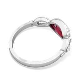 Lab Ruby Milgrain Marquise 14K White Gold ring R5700