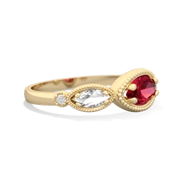 Lab Ruby Milgrain Marquise 14K Yellow Gold ring R5700