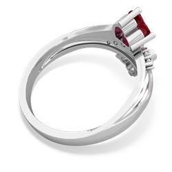 Lab Ruby Heart To Heart 14K White Gold ring R2064