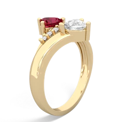 Lab Ruby Heart To Heart 14K Yellow Gold ring R2064