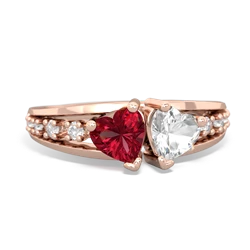 Lab Ruby Heart To Heart 14K Rose Gold ring R3342