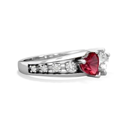 Lab Ruby Heart To Heart 14K White Gold ring R3342