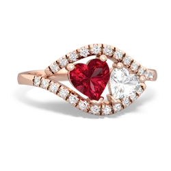 Lab Ruby Mother And Child 14K Rose Gold ring R3010