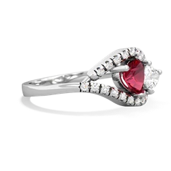 Lab Ruby Mother And Child 14K White Gold ring R3010