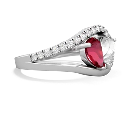 Lab Ruby Nestled Heart Keepsake 14K White Gold ring R5650