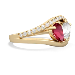 Lab Ruby Nestled Heart Keepsake 14K Yellow Gold ring R5650