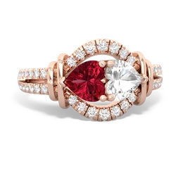 Lab Ruby Art-Deco Keepsake 14K Rose Gold ring R5630