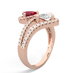 Lab Ruby Diamond Dazzler 14K Rose Gold ring R3000