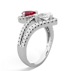 Lab Ruby Diamond Dazzler 14K White Gold ring R3000