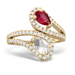 Lab Ruby Diamond Dazzler 14K Yellow Gold ring R3000