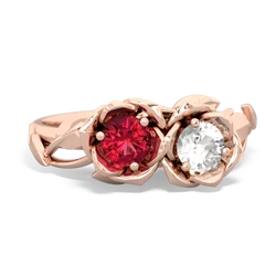 Lab Ruby Rose Garden 14K Rose Gold ring R5510