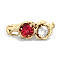 Lab Ruby Rose Garden 14K Yellow Gold ring R5510