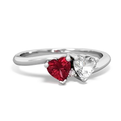 Lab Ruby Sweethearts 14K White Gold ring R5260