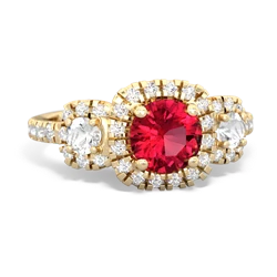 Lab Ruby Regal Halo 14K Yellow Gold ring R5350