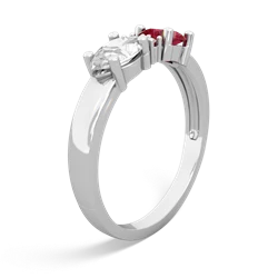 Lab Ruby Pear Bowtie 14K White Gold ring R0865