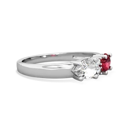 Lab Ruby Pear Bowtie 14K White Gold ring R0865