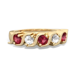 Lab Ruby Anniversary Band 14K Yellow Gold ring R2089