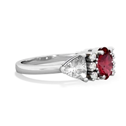 Lab Ruby Antique Style Three Stone 14K White Gold ring R2186