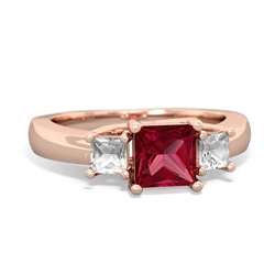 Lab Ruby Three Stone Trellis 14K Rose Gold ring R4015