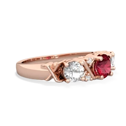 Lab Ruby Hugs And Kisses 14K Rose Gold ring R5016