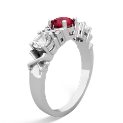 Lab Ruby Hugs And Kisses 14K White Gold ring R5016