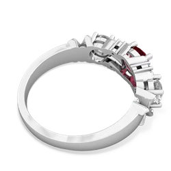 Lab Ruby Hugs And Kisses 14K White Gold ring R5016