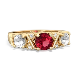 Lab Ruby Hugs And Kisses 14K Yellow Gold ring R5016