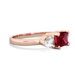 Lab Ruby Three Stone 14K Rose Gold ring R5235