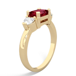 Lab Ruby Three Stone 14K Yellow Gold ring R5235