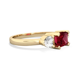 Lab Ruby Three Stone 14K Yellow Gold ring R5235