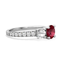 Lab Ruby Pave Trellis 14K White Gold ring R5500