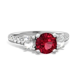 Lab Ruby Pave Trellis 14K White Gold ring R5500