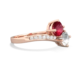 Lab Ruby Channel Set Two Stone 14K Rose Gold ring R5303