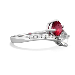 Lab Ruby Channel Set Two Stone 14K White Gold ring R5303