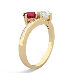 Lab Ruby Channel Set Two Stone 14K Yellow Gold ring R5303