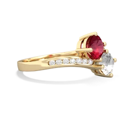 Lab Ruby Channel Set Two Stone 14K Yellow Gold ring R5303