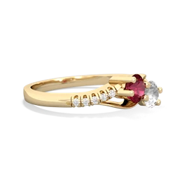 Lab Ruby Infinity Pave Two Stone 14K Yellow Gold ring R5285