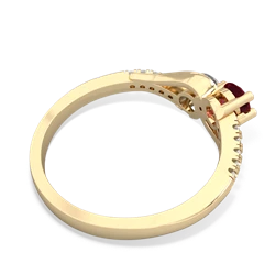 Lab Ruby Infinity Pave Two Stone 14K Yellow Gold ring R5285