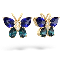 Lab Sapphire Butterfly 14K Yellow Gold earrings E2215