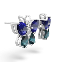 Lab Sapphire Butterfly 14K White Gold earrings E2215