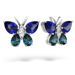 Lab Sapphire Butterfly 14K White Gold earrings E2215