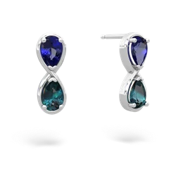 Lab Sapphire Infinity 14K White Gold earrings E5050