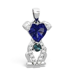 Lab Sapphire Puppy Love 14K White Gold pendant P5800