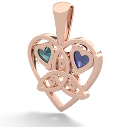 Lab Sapphire Celtic Trinity Heart 14K Rose Gold pendant P5331