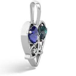 Lab Sapphire Celtic Trinity Heart 14K White Gold pendant P5331